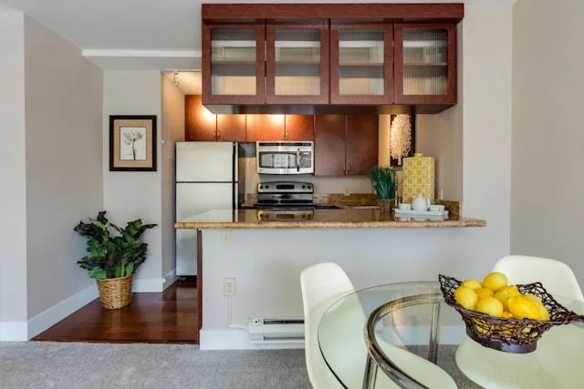 A small kitchen with an island