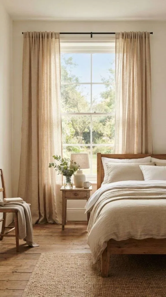 8+ Cozy Bedroom for a Relaxing Space at Home 8 Airy Linen Curtain Styling