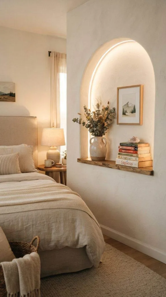 9+ Room Decor Bedroom Ideas for a Cozy Makeover 3 Arched Wall Niche Decor