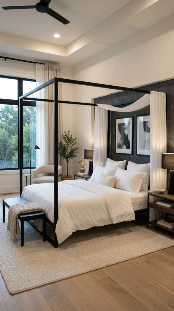 Black Canopy White Linens