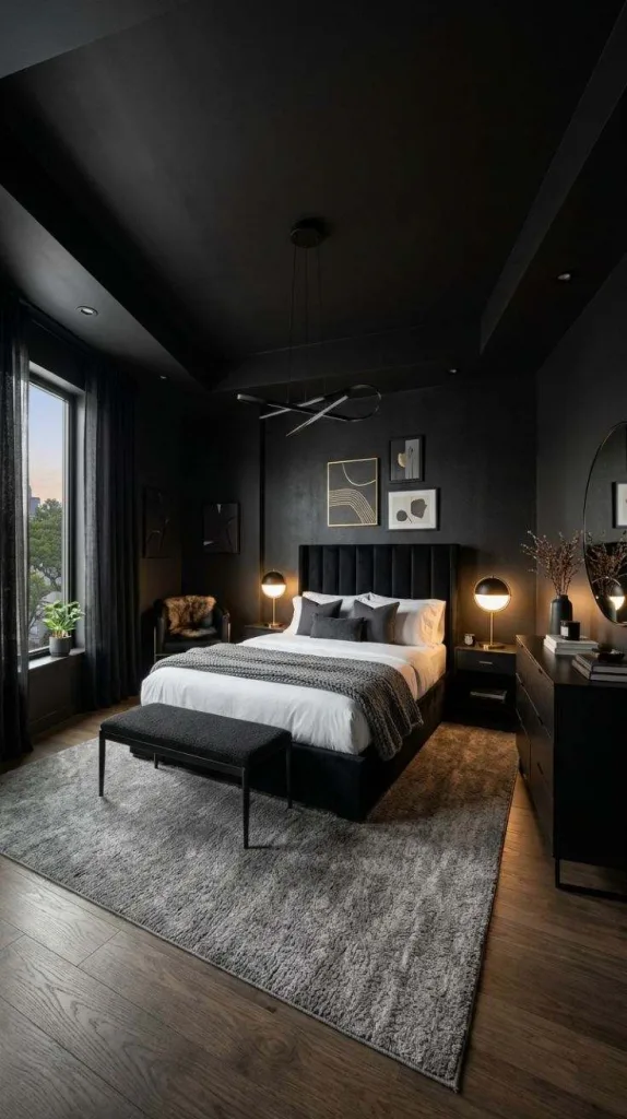 Black Bedroom for a Bold Modern Retreat 5 Black Ceiling Statement