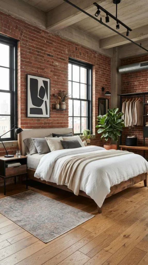 Before You Redecorate, Try These Bedroom Aesthetic Ideas First 6 Brick Loft Bedroom