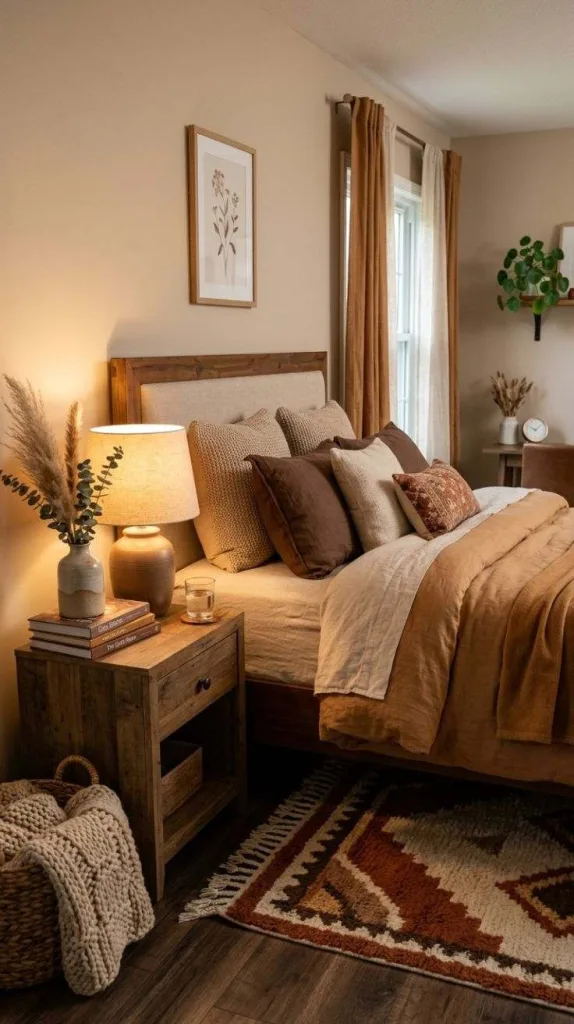 The Secret to a warm bedroom aesthetic That Feels Expensive 11 Caramel Toned Bedroom