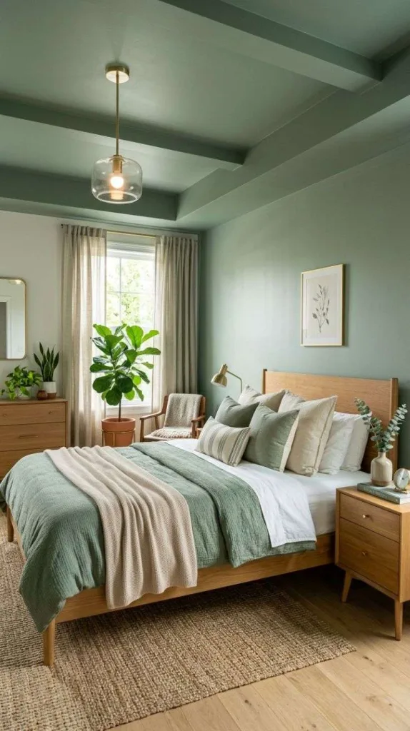 The Most Beautiful Sage Green Bedroom Ideas Worth Saving 9 Contemporary Green Ceiling