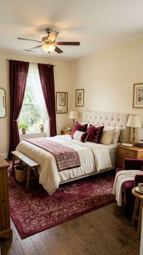Bedroom Colors For your dream house 10 Cream & Burgundy Haven