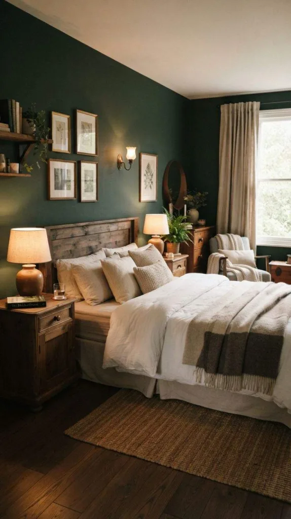 8+ Cozy Bedroom for a Relaxing Space at Home 9 Deep Green Cozy Walls