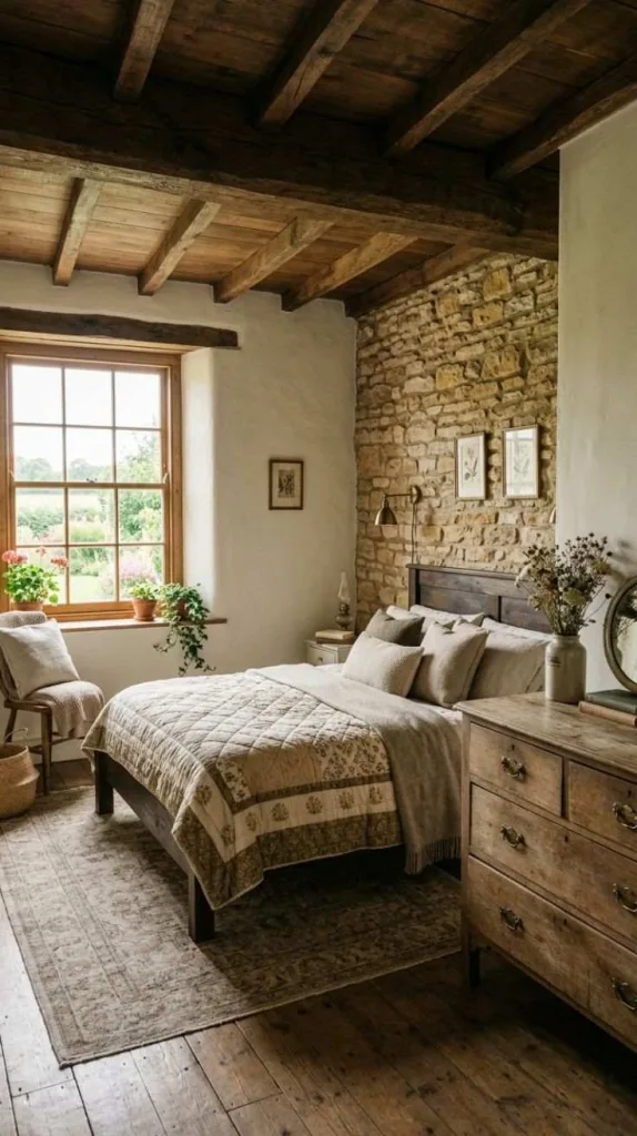 Exposed Stone Bedroom Wall