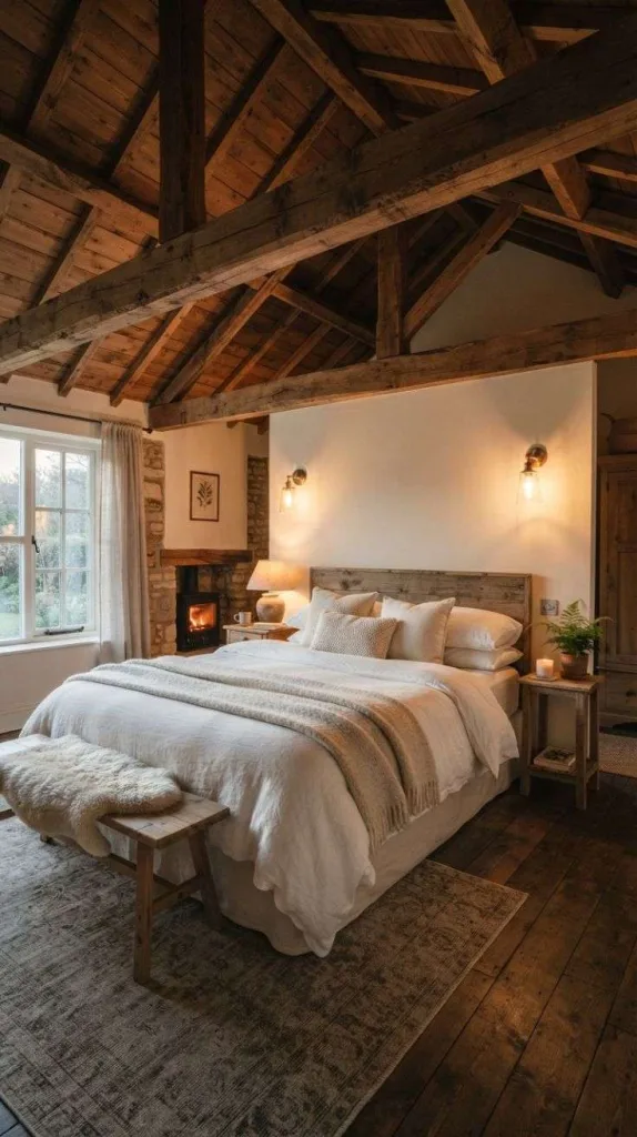 8+ Cozy Bedroom for a Relaxing Space at Home 7 Exposed Wood Beam Ceiling