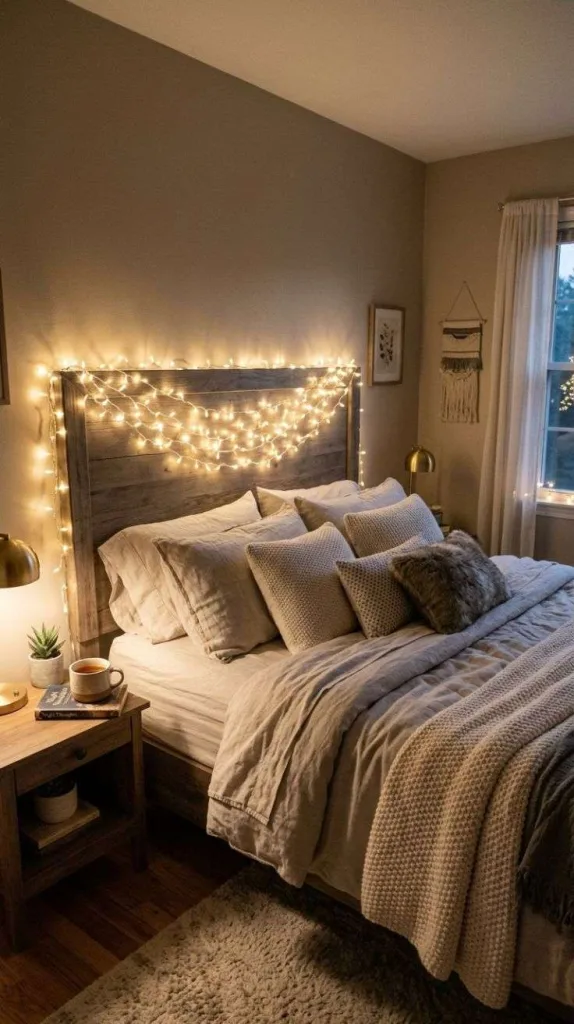 Fairy Light Headboard Glow