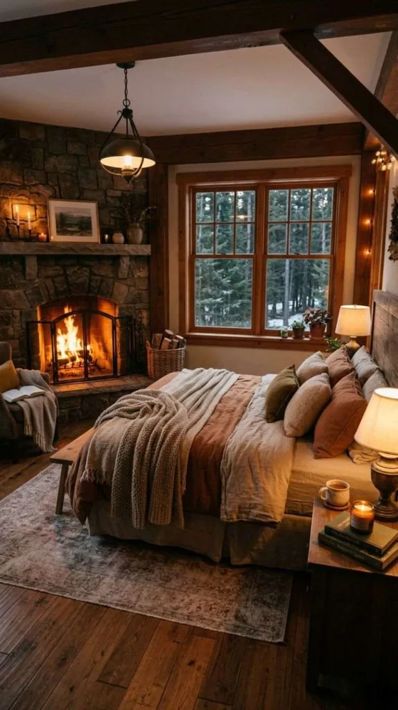 Cozy Bedroom Aesthetic for a Warm Dreamy Retreat 10 Fireside Bedroom Styling