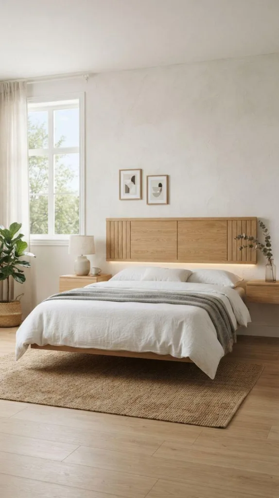 10 Minimalist Bedroom for a Stylish Home Space 6 Floating Wood Headboard