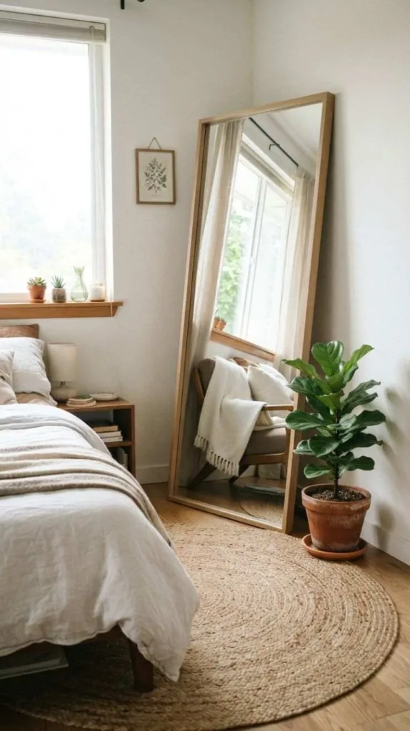 10 Bedroom Decor Ideas for a Cozy and Elegant Space 5 Floor Mirror Corner