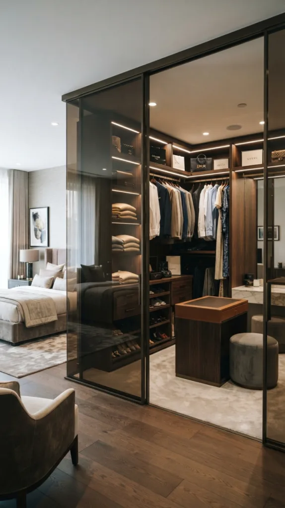 I Wish I Knew These Modern Luxury Bedroom 9 Glass Dressing Room Wall
