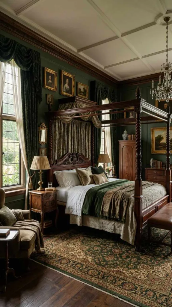 Dark Green Bedroom Ideas for a Cozy Elegant Retreat 11 Heritage Manor Style