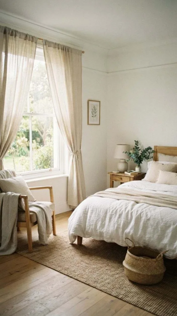 9+ Room Decor Bedroom Ideas for a Cozy Makeover 8 Linen Curtain Elegance
