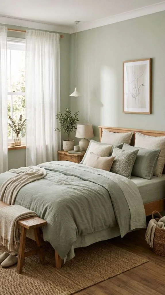 The Most Beautiful Sage Green Bedroom Ideas Worth Saving 3 Linen Layered Bedding
