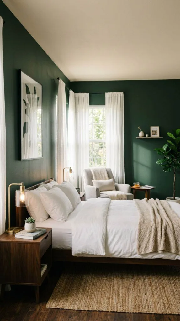 Dark Green Bedroom Ideas for a Cozy Elegant Retreat 6 Matte Green Finish