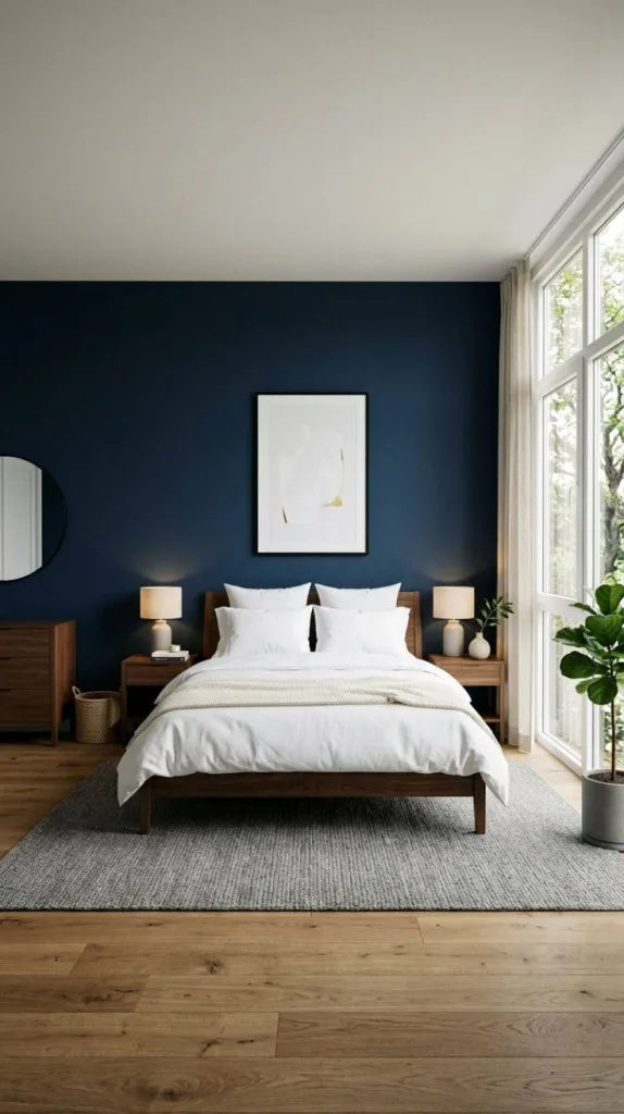 Minimalist Navy Bedroom