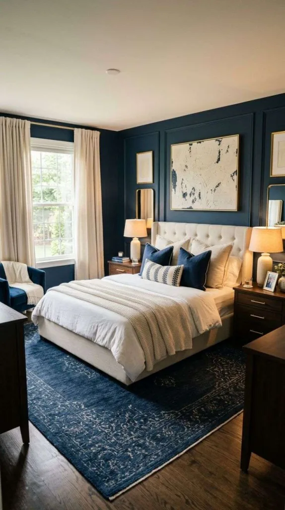 Navy + Cream Bedroom