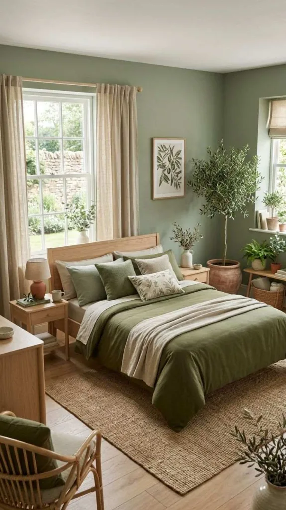 Try These Green Bedroom for a Calm and Stylish Space 5 Olive Grove Bedroom