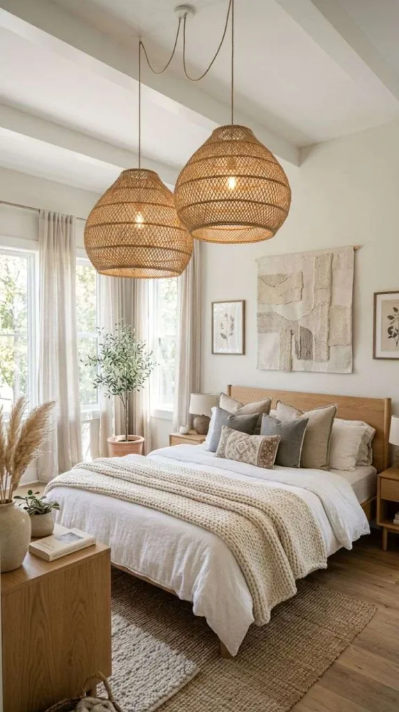 Bedroom Makeover Ideas for a Cozy Stylish Space 8 Oversized Woven Pendant Lights