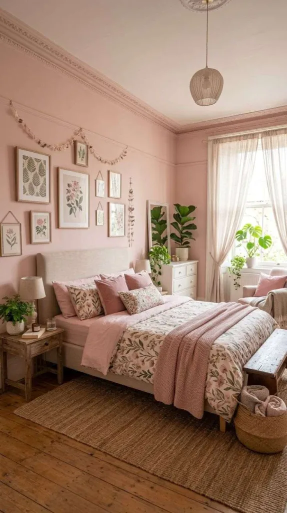 The Most Beautiful Pink Bedroom Ideas You’ll See on Pinterest 8 Pink Botanical Bedroom