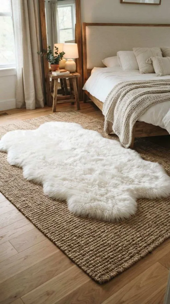 8+ Cozy Bedroom for a Relaxing Space at Home 6 Plush Bedroom Rug Layers