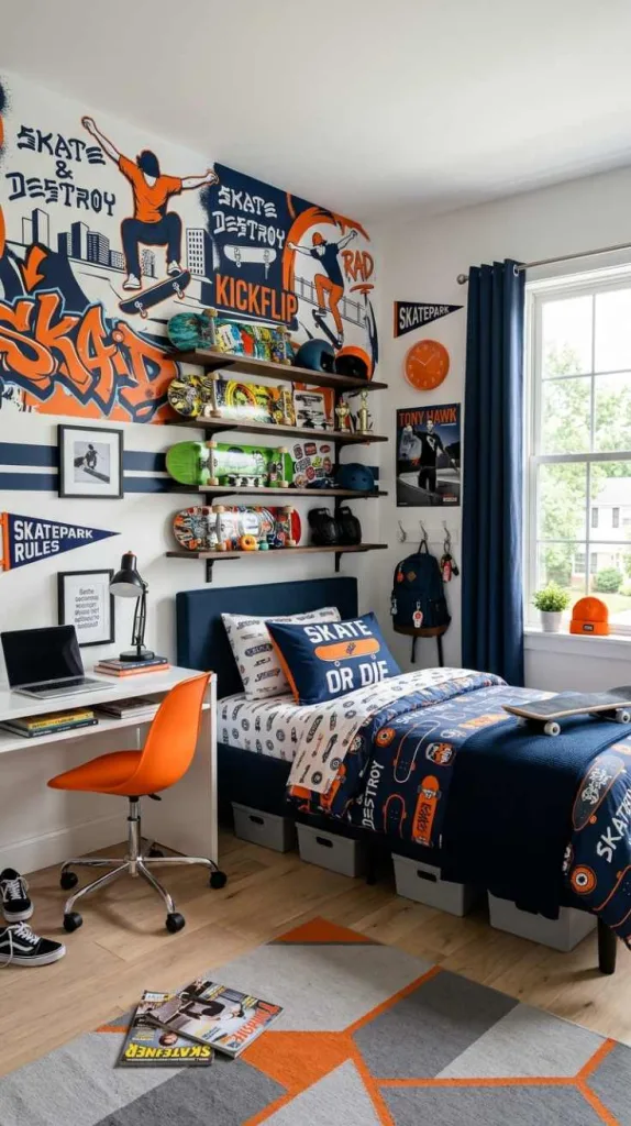The Best Boys Bedroom Ideas for a Warm style 10 Skateboard Style Bedroom