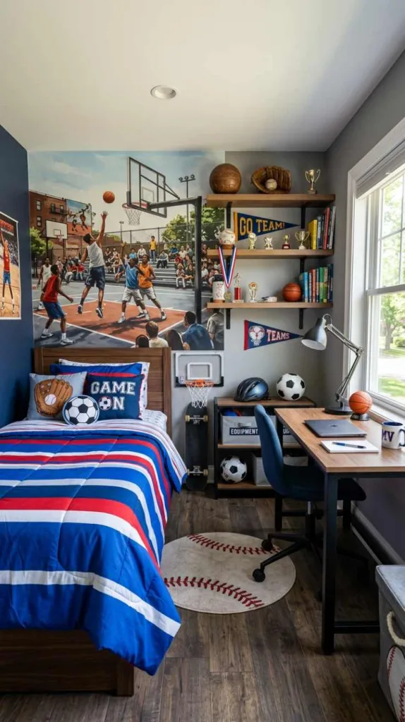 The Best Boys Bedroom Ideas for a Warm style 6 Sports Inspired Bedroom
