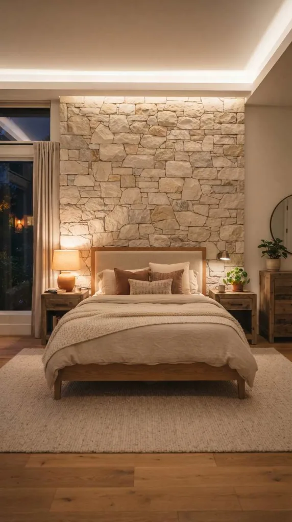 8+ Bedroom Interior Ideas for Modern Homes 8 Stone Accent Wall