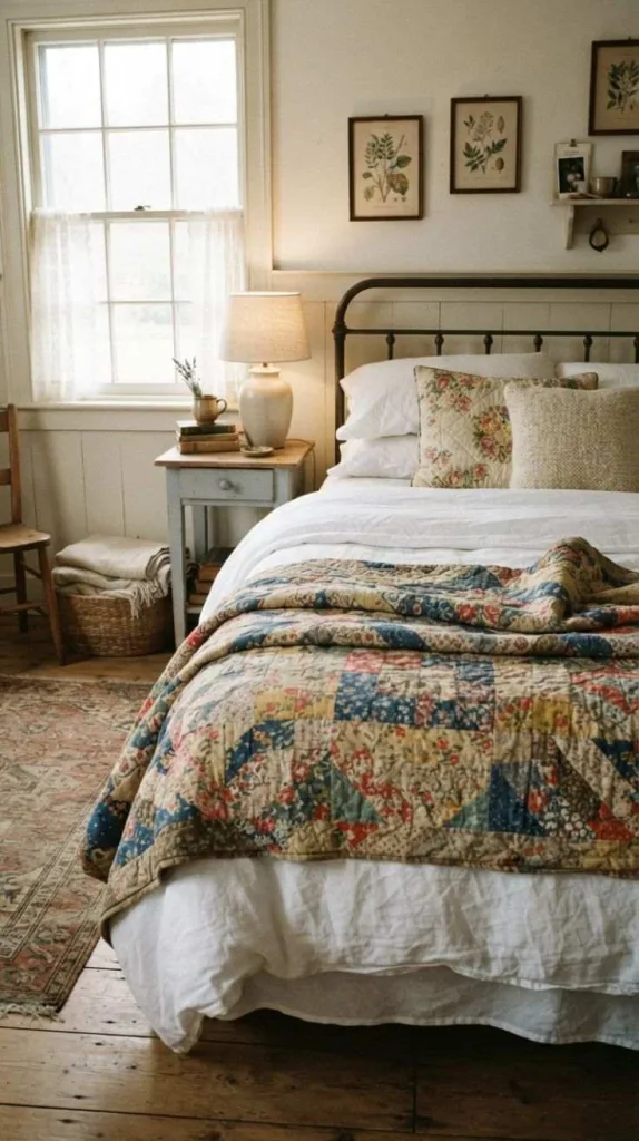 9+ Cozy Bedroom Ideas for a Warm Retreat at Home 9 Vintage Quilt Layering
