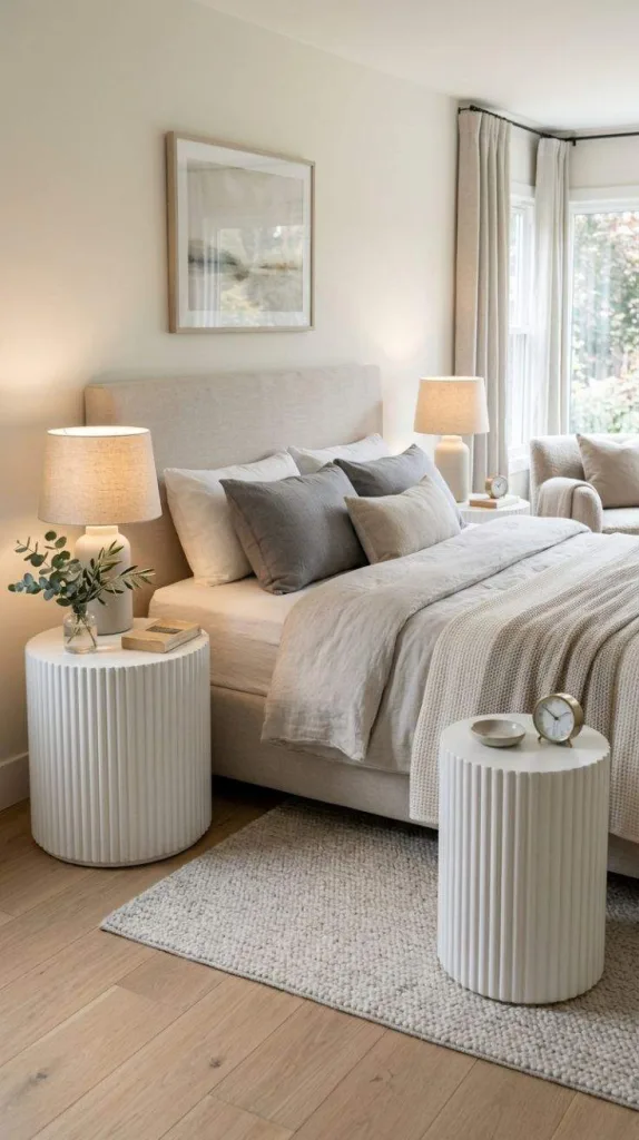 White Ribbed Side Table
