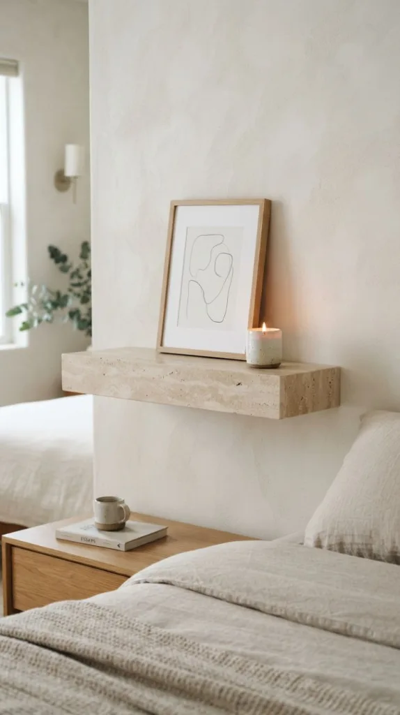 10 Minimalist Bedroom for a Stylish Home Space 7 Wood or Travertine Shelf