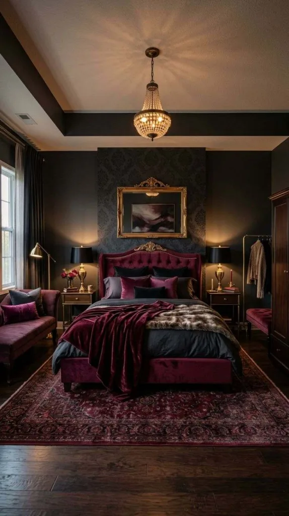 Burgundy Velvet Bedroom