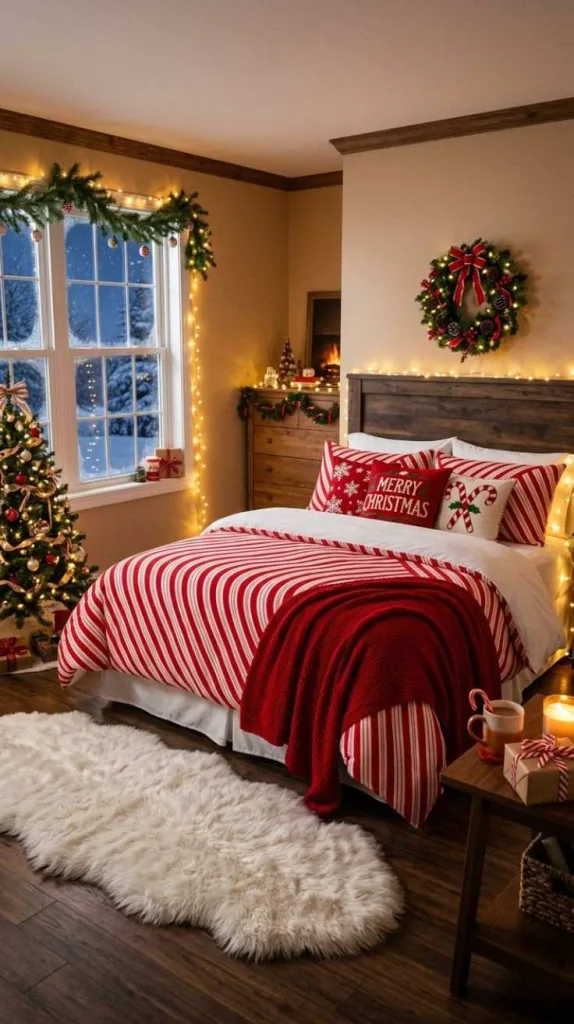 Christmas Bedroom Ideas for a Cozy Festive Retreat 11 Candy Cane Bedroom