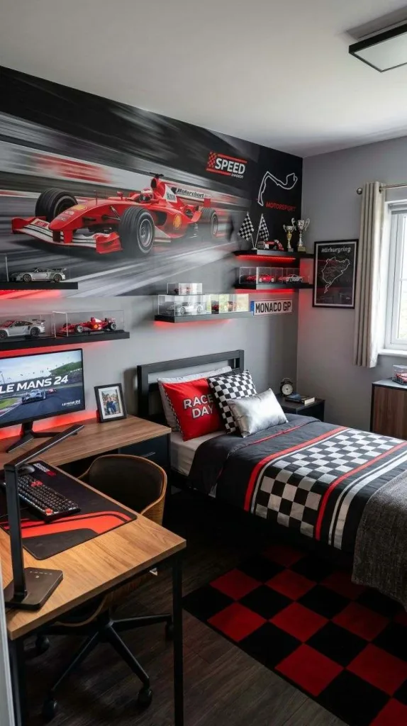 Teenage Boys Bedroom Ideas for Modern Cozy Spaces 10 Car Racing Decor Theme