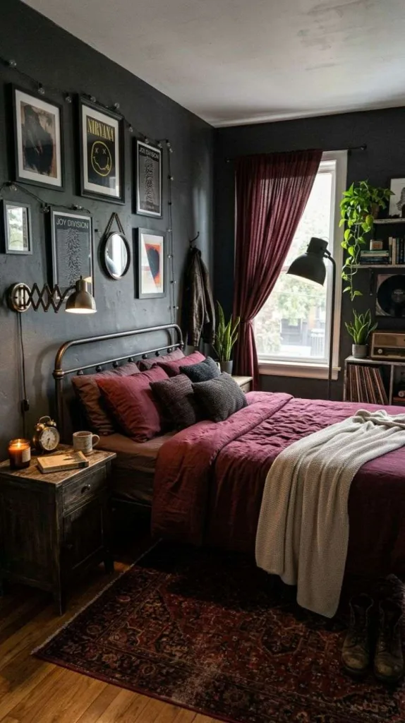 Grunge Bedroom Ideas for Moody Alternative Interiors 4 Charcoal And Burgundy Palette