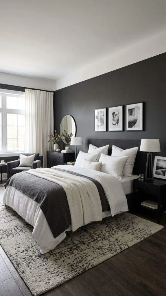 Bedroom Color Schemes for a Cozy Stylish Home 7 Charcoal Gray + Soft White