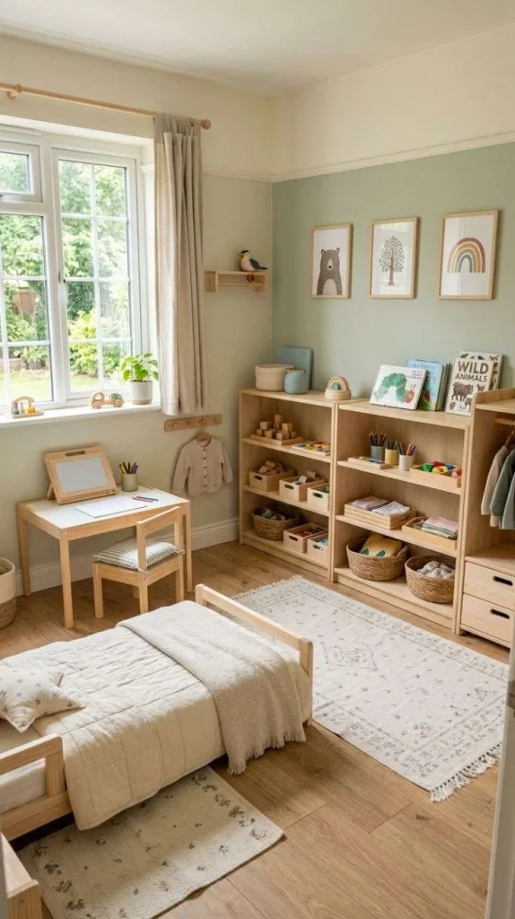 Montessori Bedroom Ideas for a Calm Child-Friendly Space 4 Child Accessible Storage