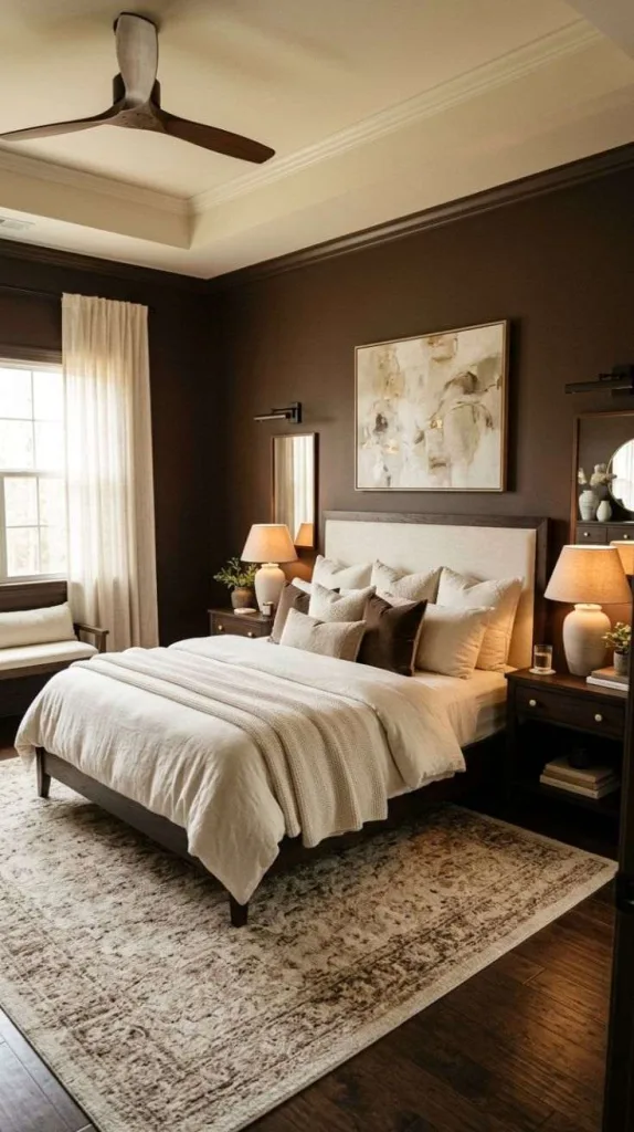 Bedroom Color Schemes for a Cozy Stylish Home 11 Chocolate Brown + Cream