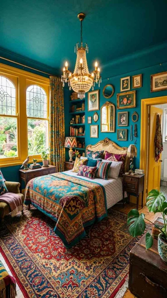 Maximalist Bedroom Ideas for a Bold Colorful Retreat 3 Color Drenching With Contrasting Trim