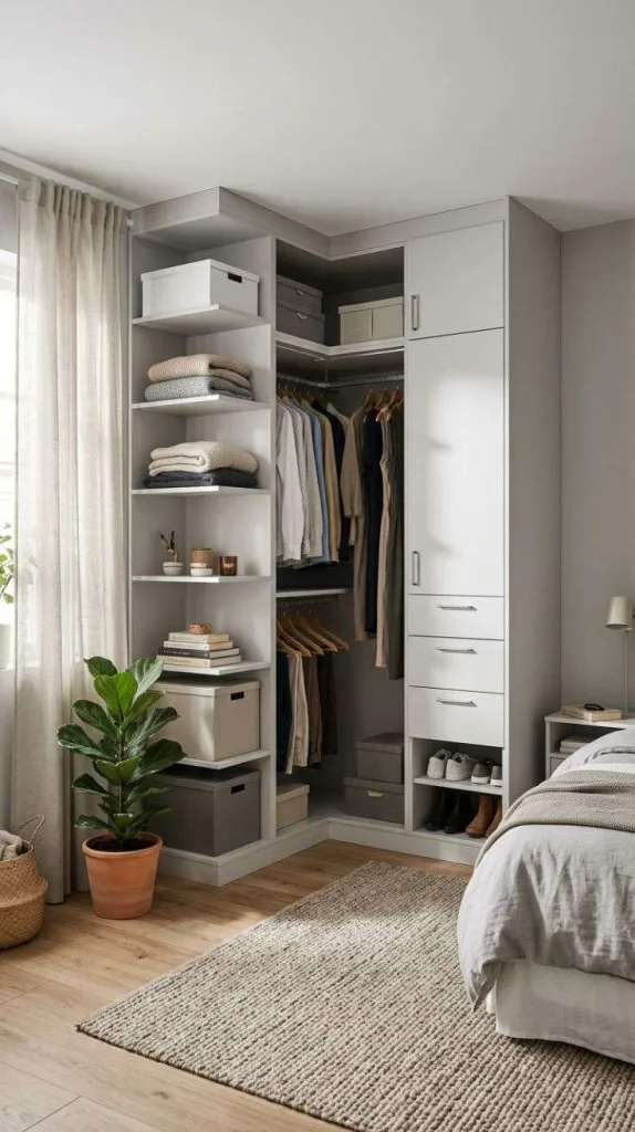 Bedroom Wardrobe Ideas for Stylish Modern Storage Solutions 12 Corner Wardrobe Solution