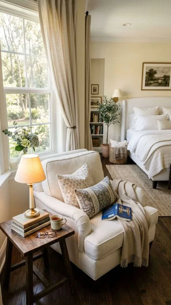 Nancy Meyers Bedroom Ideas for a Cozy Classic Retreat 6 Cozy Reading Corner