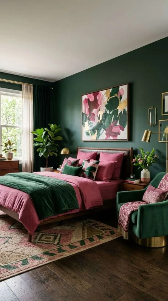 Pink and Green Bedroom Ideas for a Fresh Stylish Retreat 9 Deep Pink And Forest Green