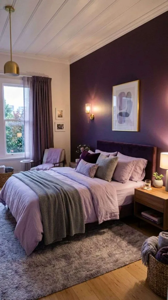 Purple Bedroom Ideas for a Cozy Stylish Retreat 7 Deep Purple Accent Wall