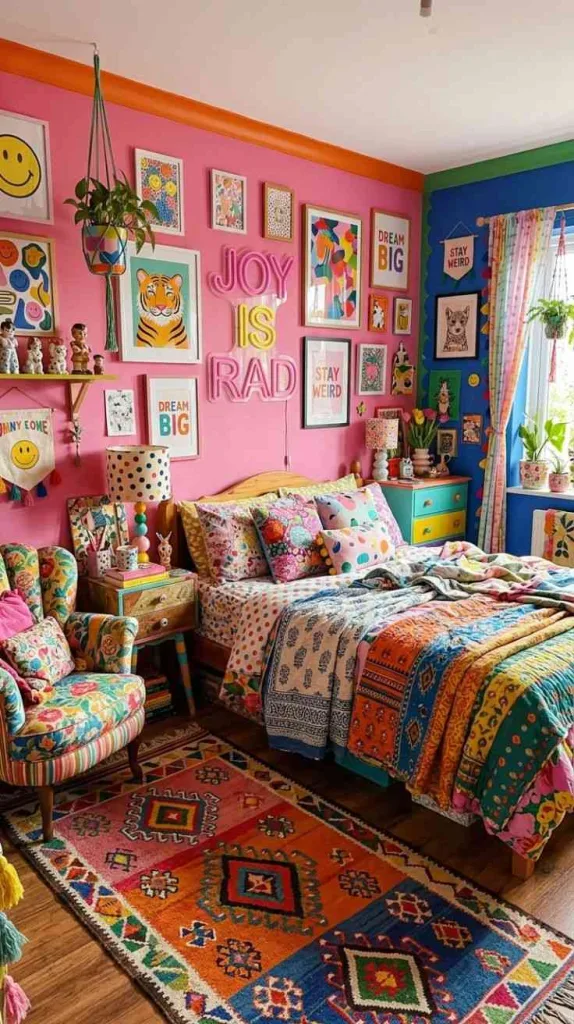 Maximalist Bedroom Ideas for a Bold Colorful Retreat 7 Dopamine Decor Bedroom