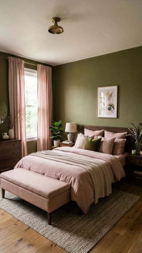 Pink and Green Bedroom Ideas for a Fresh Stylish Retreat 3 Dusty Pink And Olive Green