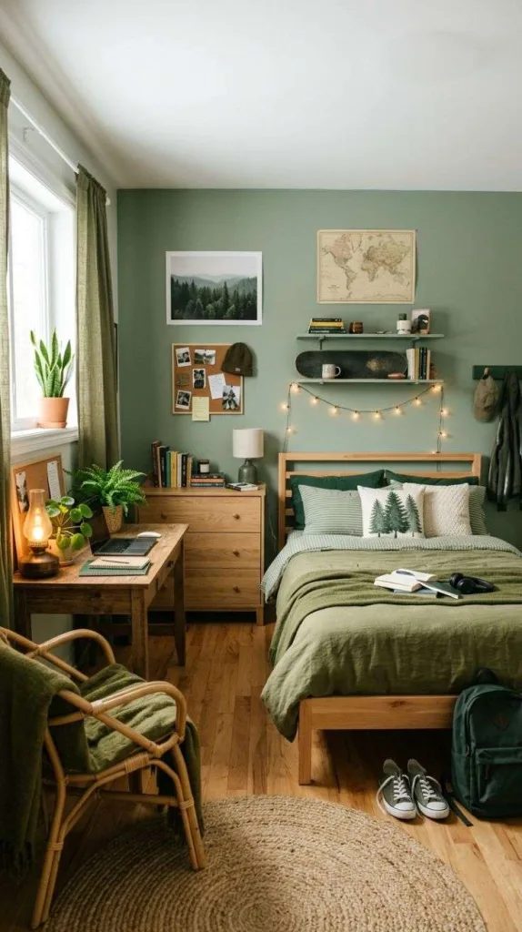 Teenage Boys Bedroom Ideas for Modern Cozy Spaces 3 Earthy Green Color Scheme