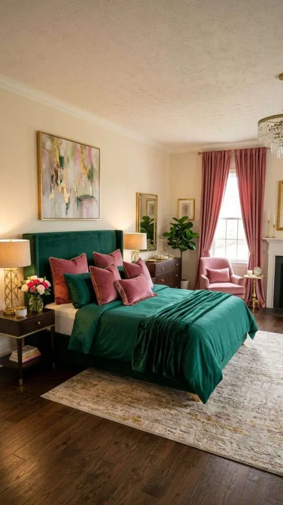 Pink and Green Bedroom Ideas for a Fresh Stylish Retreat 5 Emerald Green And Rose Pink