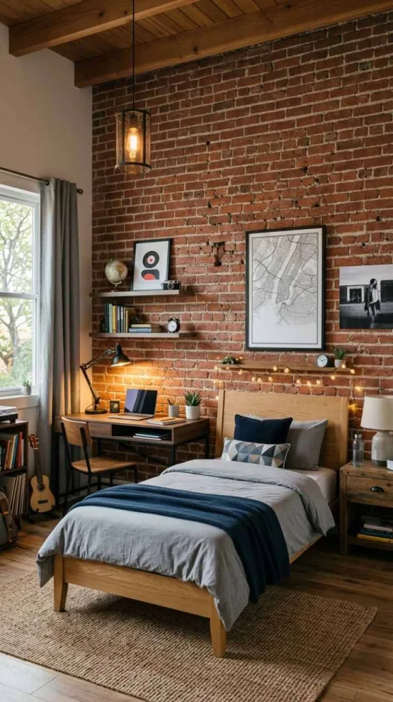 Teenage Boys Bedroom Ideas for Modern Cozy Spaces 9 Exposed Brick Feature Wall